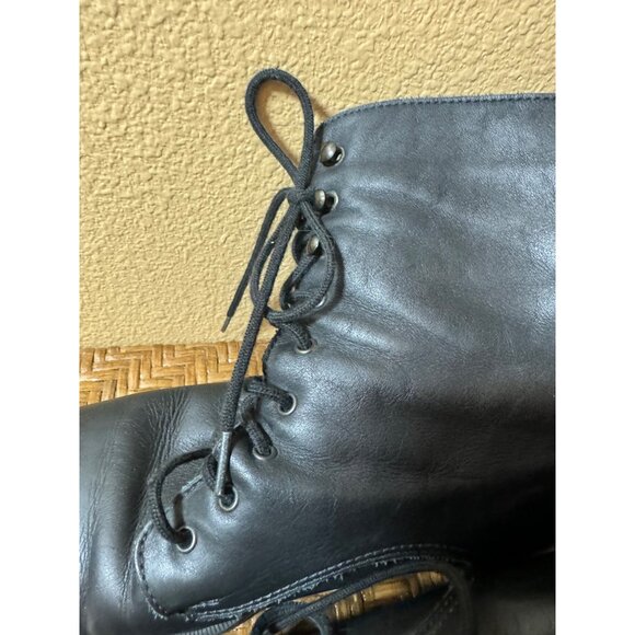 Vintage LA Canadienne Leather Lace-Up Ankle Boots With Block Heel Black Size 9.5 - Picture 7 of 11